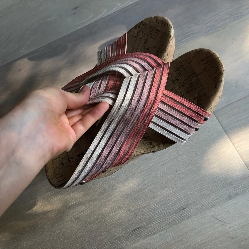Lucky Brand Brand New Mykayla Cork Wedge Heels - Size 10 - Picture 9 of 12